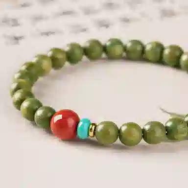 一世倾 国潮新中式精选佛珠本命年转运珠简约小众设计精致优雅时尚百搭轻奢风转运招财纳福潮流盘玩#好运 绿檀 手串 男女同款情侣款