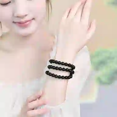 一世倾 新中式国风轻奢高级感招财纳福好运天然 黑曜石 手串 男女同款情侣款