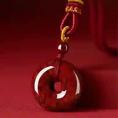 一世倾 高含量晶体砂平安扣新中式复古毛衣链本命年招财纳福诸事顺利复古文艺小众经典百搭转运礼盒好运 朱砂 项链 男女同款情侣款