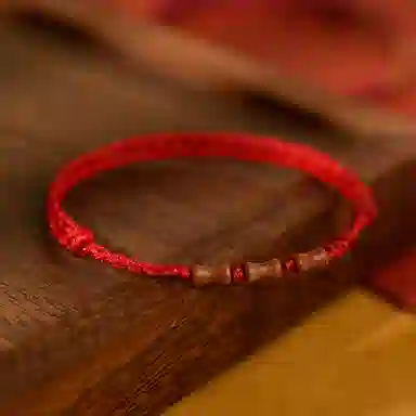 一世倾 国潮复古新中式简约小众设计高级感立体竹节可调节小众设计经典百搭转运礼盒好运 桃木 手绳 男女同款情侣款