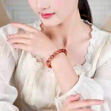 一世倾 八方来财红晶璀璨樱花粉福气满满好运连连新中式民族风火凤凰气质百搭轻奢高级感上岸招财事业天然 红水晶 手串 男女同款情侣款