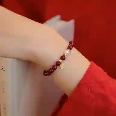 一世倾 文玩佛珠转运珠本命年新中式国风招财纳福有钱花红色串珠高级感气质小众设计经典百搭转运好运 朱砂 手串 男女同款情侣款