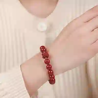 一世倾 新中式国潮六字真言转运珠绕指柔招财醒狮招财纳福清冷高级感手持文玩佛珠盘经典百搭转运礼盒好运 朱砂 手串 男女同款情侣款