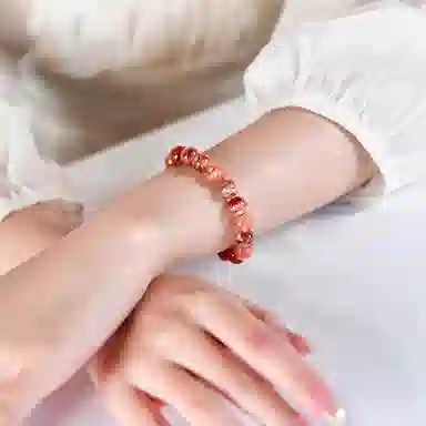 一世倾 八方来财红晶璀璨樱花粉福气满满好运连连新中式民族风火凤凰气质百搭轻奢高级感上岸招财事业天然 红水晶 手串 男女同款情侣款