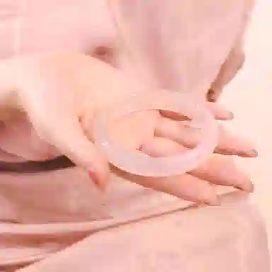 一世倾 白月光小众古色古香素玉素圈镯子显白新中式水润镯古典气质小众清冷美人宫廷风旗袍汉服贵妃镯好运天然 玛瑙 手镯 男女同款情侣款