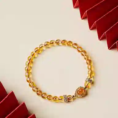 一世倾 金财纳福如意葫芦转运珠 新中式国潮复古百搭高级感轻奢精致礼盒好运天然 黄水晶 手串 男女同款情侣款
