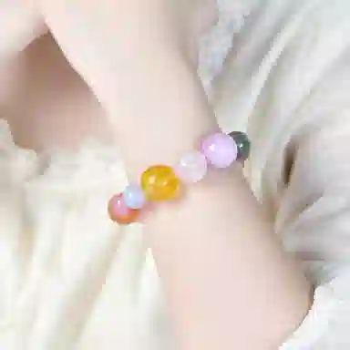 一世倾 多巴胺小清新彩虹配色多财多宝招财纳福新中式国潮精致充满活力与希望通勤日常百搭高级感好运天然 多色水晶 手串 男女同款情侣款