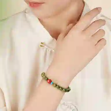一世倾 国潮新中式精选佛珠本命年转运珠简约小众设计精致优雅时尚百搭轻奢风转运招财纳福潮流盘玩#好运 绿檀 手串 男女同款情侣款
