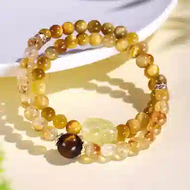 一世倾 招财进宝 时来运转 新中式 招财纳福 八方来财 小众设计通勤 日常百搭高级感#好运天然 黄水晶 手串 男女同款情侣款