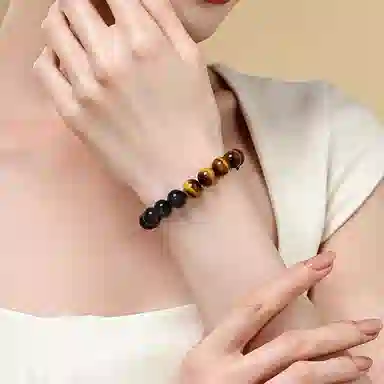 一世倾 前程似锦未来可期 新中式旺事业发财暴富转运珠 经典大气轻奢文玩串珠高级感好运 虎眼石 手串 男女同款情侣款