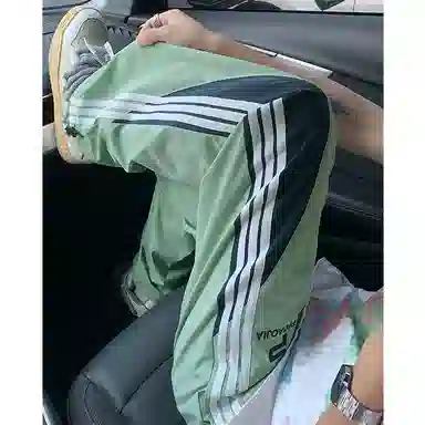 悍戈 美式复古学院风侧边撞色条纹高品质冰丝薄款透气速干户外运动宽松阔腿百搭舒适抽绳伞兵直筒时尚休闲裤 男女同款