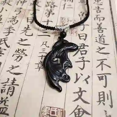 【招财纳福】 琢玉居 新中式水墨龙凤「鱼化龙」平安扣吊坠古风#好运 琉璃 情侣项链 男女同款情侣款