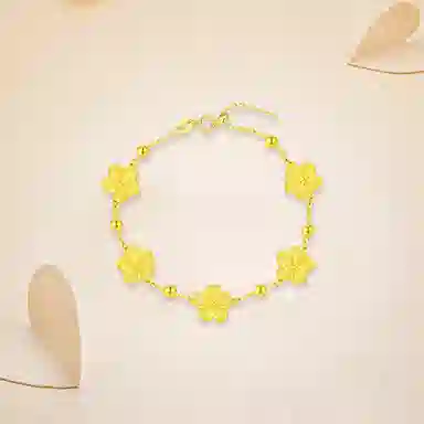 周六福 潮金 桃之夭夭  温柔甜美精致浪漫告白手饰 足金 一口价 黄金手链 女款