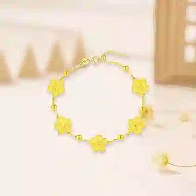 周六福 潮金 桃之夭夭  温柔甜美精致浪漫告白手饰 足金 一口价 黄金手链 女款