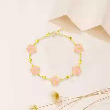 周六福 潮金 桃之夭夭  温柔甜美精致浪漫告白手饰 足金 一口价 黄金手链 女款