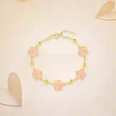 周六福 潮金 桃之夭夭  温柔甜美精致浪漫告白手饰 足金 一口价 黄金手链 女款