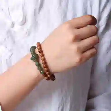 書卓 质朴新中式复古文玩念珠 平安福#好运 时来运转 跑环 跑走烦恼 库克 手串 男女同款情侣款