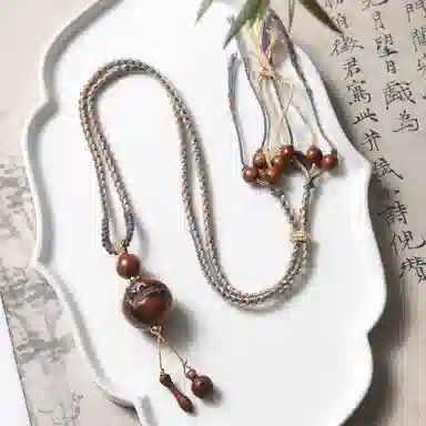 書卓 神木 脖挂木鱼款正能量高磁场 聚财招财转运人手必备#好运 雷击木 项链 男女同款情侣款