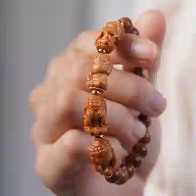 書卓 中式文玩念珠平安福#好运 四不佛雕刻件 库克 手串 男女同款情侣款