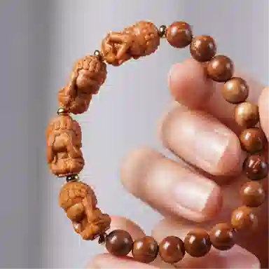 書卓 中式文玩念珠平安福#好运 四不佛雕刻件 库克 手串 男女同款情侣款