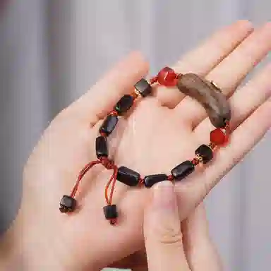 書卓 方块新中式国潮国风 纳福转运平安 静心开年简约高级感#好运 黑檀 手串 男女同款情侣款