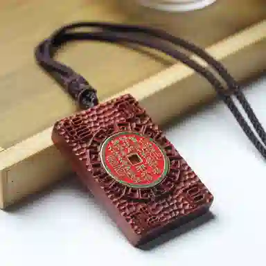 精雕工艺 書卓 天宫赐福 平安无事牌 吉祥如意#好运 檀木 车挂 男女同款情侣款