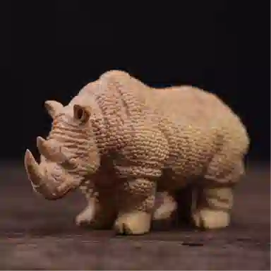 書卓 材质优良做工精细 犀牛精神精致可爱生动逼真家居装饰收藏发财#好运 招财进宝 考研上岸 牛气冲天 黄杨木 摆件 男女同款情侣款