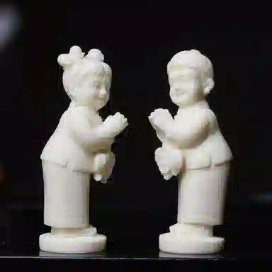 書卓 童男童女  国潮新中式  招财转运 腰缠万贯#好运 精雕 象牙果 摆件 男女同款情侣款