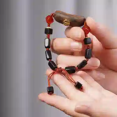 書卓 方块新中式国潮国风 纳福转运平安 静心开年简约高级感#好运 黑檀 手串 男女同款情侣款