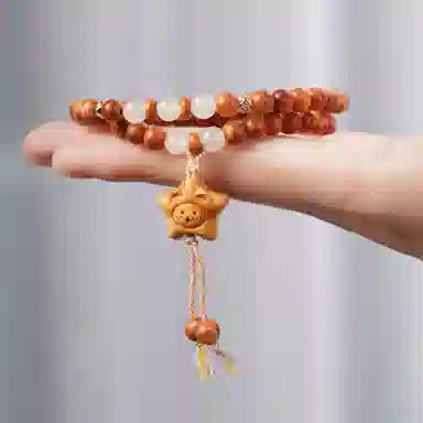 書卓 新中式国潮文玩佛珠 双圈基础款 文艺复古民族风佩戴盘玩念珠招财转运纳福上岸#好运 陈化 崖柏 手串 男女同款情侣款