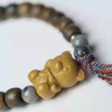 書卓 新中式复古潮流风 生日礼 招财进宝盘玩 行走的香水#好运 绿檀 手串 男女同款情侣款