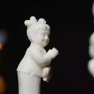 書卓 童男童女  国潮新中式  招财转运 腰缠万贯#好运 精雕 象牙果 摆件 男女同款情侣款