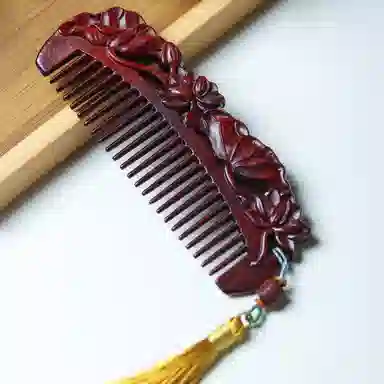 書卓 【出水芙蓉】精工制作 精雕细琢 招财进宝 #好运 红花梨 木梳 男女同款情侣款