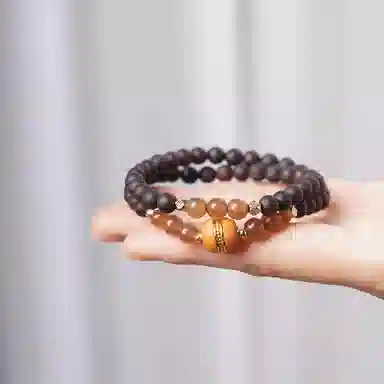 書卓 经典复古风搭配串国潮佛珠平安双圈#好运 复古文玩 降真香 手串 男女同款情侣款