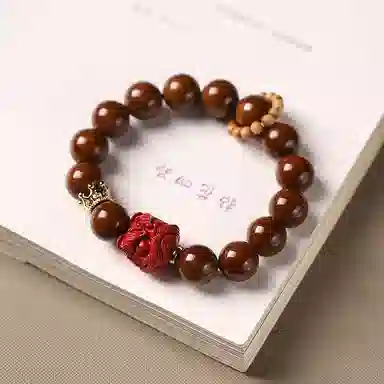 書卓 国风民族风新中式念珠财源文玩光珠精雕吉祥醒狮念珠佛珠#好运 紫金鼠 手串 男女同款情侣款