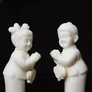 書卓 童男童女  国潮新中式  招财转运 腰缠万贯#好运 精雕 象牙果 摆件 男女同款情侣款