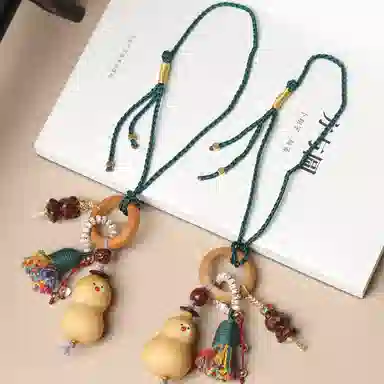 書卓 表情包 砖石熊 跑环 手工编织#好运 国潮新中式 葫芦 菩提类挂件 男女同款情侣款