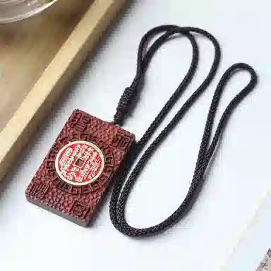 精雕工艺 書卓 天宫赐福 平安无事牌 吉祥如意#好运 檀木 车挂 男女同款情侣款