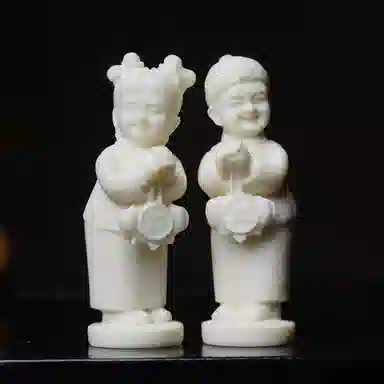 書卓 童男童女  国潮新中式  招财转运 腰缠万贯#好运 精雕 象牙果 摆件 男女同款情侣款