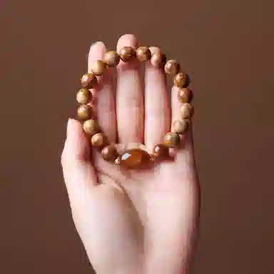 書卓 顶级飘花  搭配玛瑙天珠  天然棕眼棕线 新中式国风气质#好运 库克 手串 男女同款情侣款