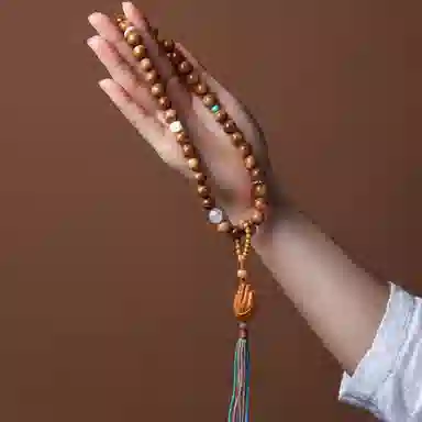 書卓 搭配橄榄核佛手 双圈叠戴跑环高级感手持#好运 库克 手串 男女同款情侣款