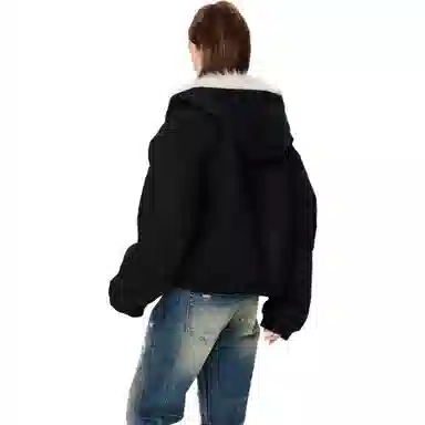 桴生 美式座山雕设计感连帽保暖毛领痞帅宽松加绒加厚舒适通勤百搭工装休闲棉服 男女同款