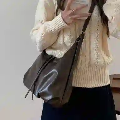 PINK LAND Vintage PU Crossbody Bag Black Brown