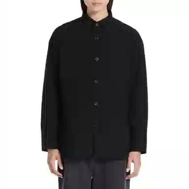 重磅基础 纯色翻领纽扣长袖衬衫 女款
