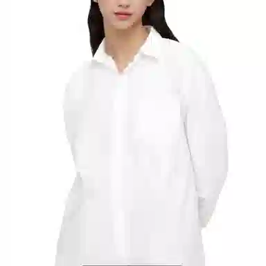 重磅基础 纯色翻领纽扣长袖衬衫 女款