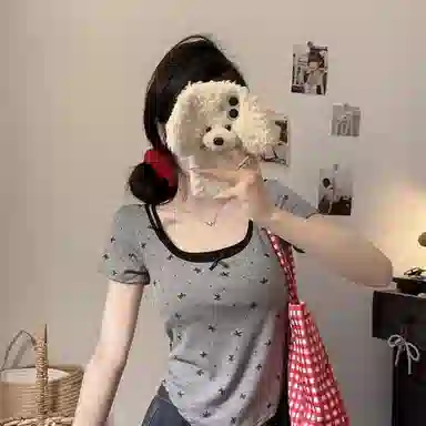 YGPRW U-Neck Butterfly Bow Tee