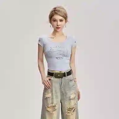 YGPRW Vintage Sweet Spicy Rhinestone Tee