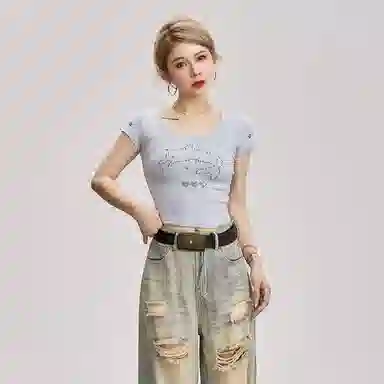 YGPRW Vintage Sweet Spicy Rhinestone Tee