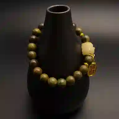 耳玺 国潮新中式复古文玩盘玩考试考公考研上岸转运珠 绿檀 手串 男女同款情侣款