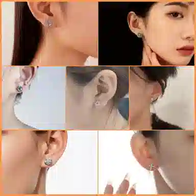 耳玺 美式复古高街嘻哈耳饰小清新氛围感花朵日常轻奢配饰 多色水晶 耳钉 男女同款情侣款